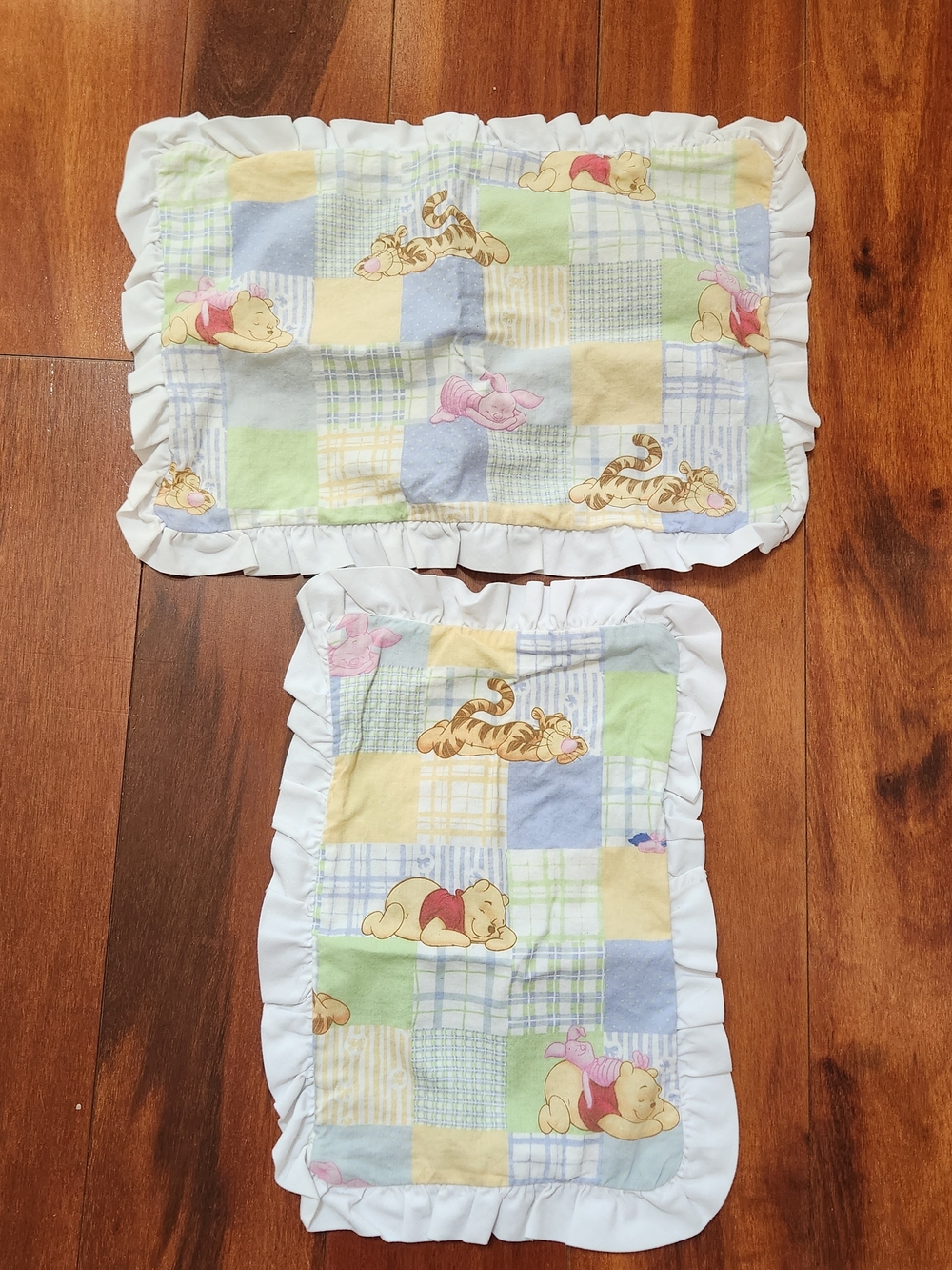 Winnie the Pooh Patchwork Pillow Shams - Pastel Yellow Blue Green